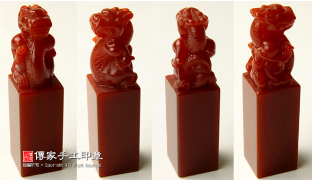 客製化：全手工雕刻招財青蛙的印章實際作品-圖片