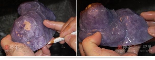 針對獅子背上的體態和中軸線,用繪圖筆勾勒出線條,這樣雕刻的時候,心中才有一的施工的藍圖,以及更精準的掌握細節示意圖 針對獅子背上的體態和中軸線,用繪圖筆勾勒出線條,這樣雕刻的時候,心中才有一的施工的藍圖,以及更精準的掌握細節。