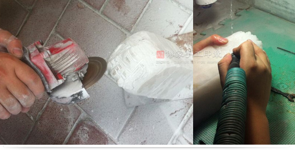 先用大的鋸片機,將龍的外型和粗胚打磨成形。再用各種玉石雕刻工具和鑽頭,去將各種龍的紋理細心雕刻成形示意圖 先用大的鋸片機,將龍的外型和粗胚打磨成形。再用各種玉石雕刻工具和鑽頭,去將各種龍的紋理細心雕刻成形。