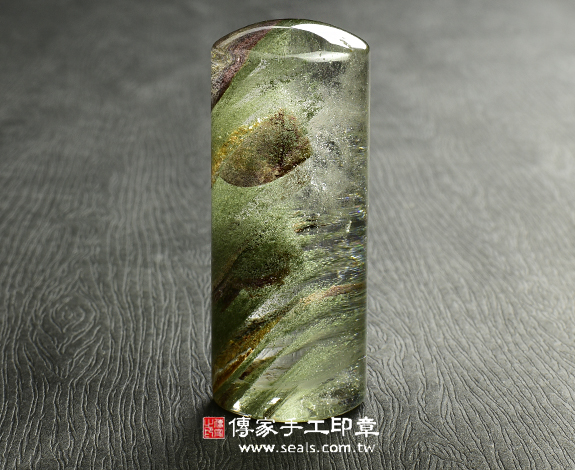 頂級巴西綠幽靈水晶（帶有山形節節高升）：開運印章、臍帶印章 圖片4