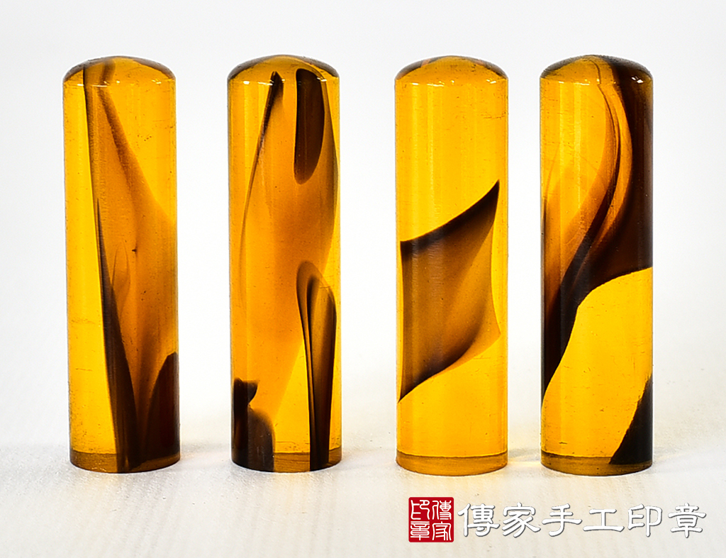 透明壓克力印章-仿琥珀系列 (4分圓章-直徑1.2公分，高度4.5公分)