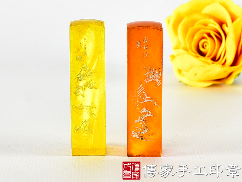 透明壓克力印章-古松鶴舞系列 (5分方章-1.5公分，高度6公分)