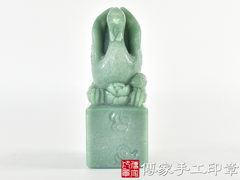 頂級東菱玉精雕鳳凰廟章：廟章、神明印章、大印章(6X6X高15.5公分)