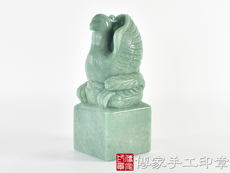 頂級東菱玉精雕鳳凰廟章：廟章、神明印章、大印章(7.4X7.4X高17公分)