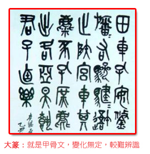 特別注釈：篆体字は大篆体字と小篆体字に分けられています。大篆体字は広い意味で、「甲骨文字」のことを指します。また、金文、鐘鼎文、籀文とも呼ばれています。これらの字体は象形文字と似ており、繁雑な構造をしており、常に変化しているようで、比較的わかりにくく、開運印鑑の刻印には適しておりません。また小篆字体は大篆字体を改良した字体で、秦時代の「李斯」が設計しました。小篆字体は字体を全体的に整え、字の構造を左右対称にし、力強く、開運印鑑の製作に非常に適しています