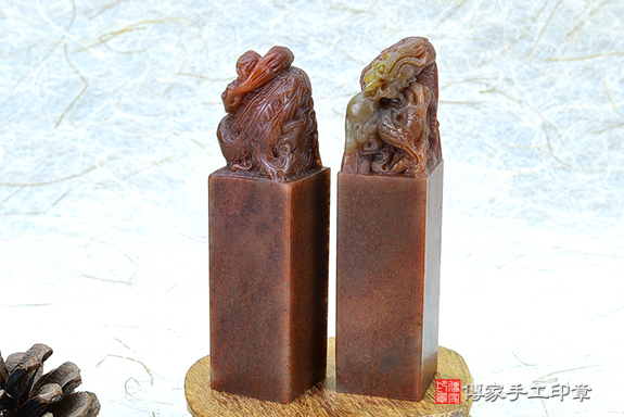 傳家手工印章實際成品:頂級壽山石精雕龍鳳對章:開運印章、紀念印章 傳家手工印章實際成品:頂級壽山石精雕龍鳳對章:開運印章、紀念印章