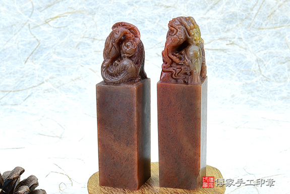 傳家手工印章實際成品:頂級壽山石精雕龍鳳對章:開運印章、紀念印章 傳家手工印章實際成品:頂級壽山石精雕龍鳳對章:開運印章、紀念印章