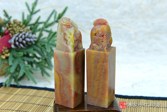 傳家手工印章實際成品:頂級壽山石精雕龍鳳對章:開運印章、紀念印章 傳家手工印章實際成品:頂級壽山石精雕龍鳳對章:開運印章、紀念印章