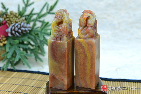 傳家手工印章實際成品:頂級壽山石精雕龍鳳對章:開運印章、紀念印章 傳家手工印章實際成品:頂級壽山石精雕龍鳳對章:開運印章、紀念印章