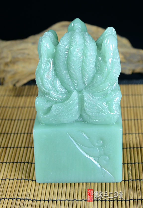 頂級綠東菱玉精雕三鳳凰:廟章、神明印章、大印章 頂級綠東菱玉精雕三鳳凰:廟章、神明印章、大印章