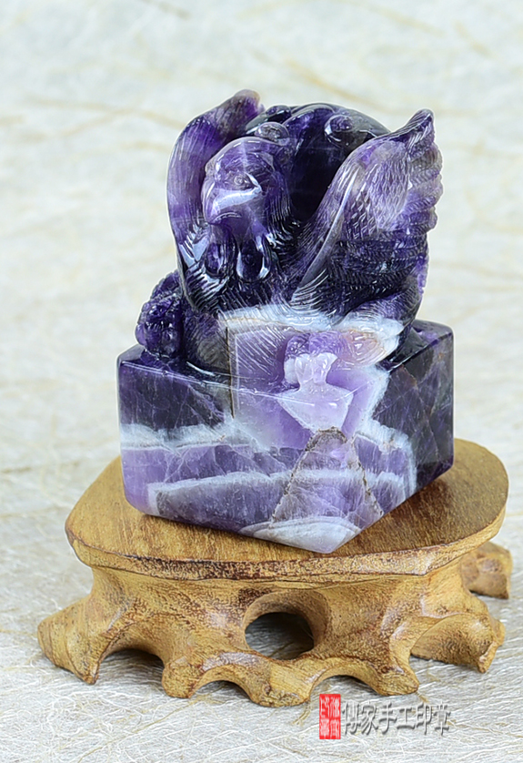頂級烏拉圭紫水晶雕鳳印章:廟章、神明印章、大印章 頂級烏拉圭紫水晶雕鳳印章:廟章、神明印章、大印章