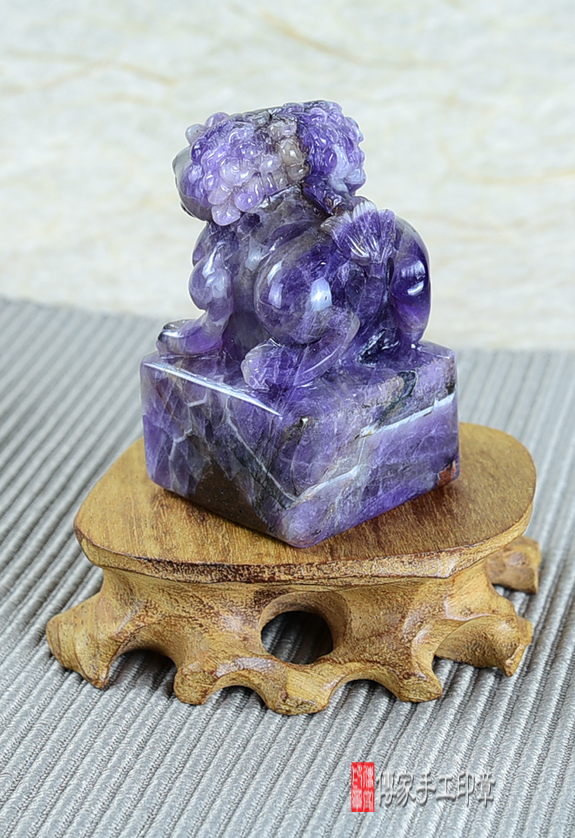 頂級烏拉圭紫水晶貔貅印章：廟章、神明印章、大印章