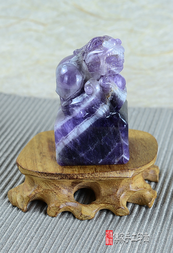 頂級烏拉圭紫水晶貔貅印章：廟章、神明印章、大印章