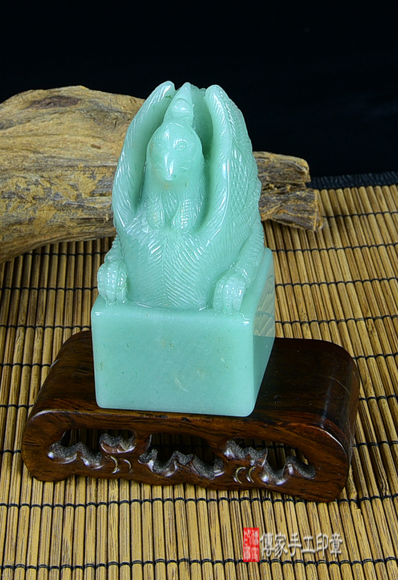 頂級綠東菱玉精雕鳳凰:廟章、神明印章、大印章 頂級綠東菱玉精雕鳳凰:廟章、神明印章、大印章