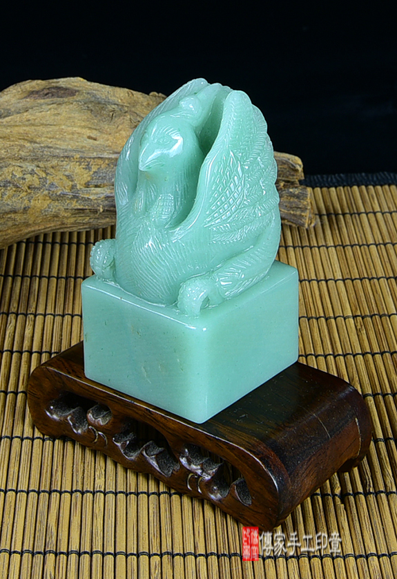 頂級綠東菱玉精雕鳳凰:廟章、神明印章、大印章 頂級綠東菱玉精雕鳳凰:廟章、神明印章、大印章