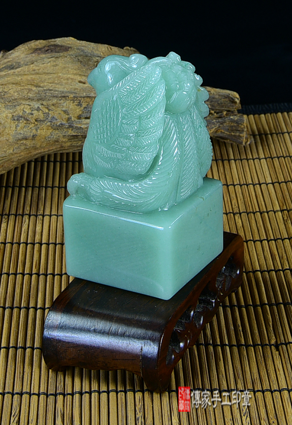 頂級綠東菱玉精雕鳳凰:廟章、神明印章、大印章 頂級綠東菱玉精雕鳳凰:廟章、神明印章、大印章