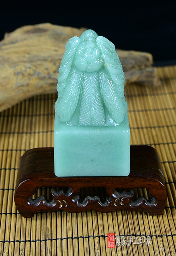 頂級綠東菱玉精雕鳳凰:廟章、神明印章、大印章 頂級綠東菱玉精雕鳳凰:廟章、神明印章、大印章