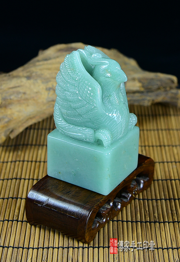 頂級綠東菱玉精雕鳳凰:廟章、神明印章、大印章 頂級綠東菱玉精雕鳳凰:廟章、神明印章、大印章