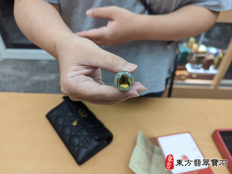 顧客滿意推薦開運臍髮印章-台中市大里區-古先生。印章材質：全噴綠髮彩玉。112.10.16