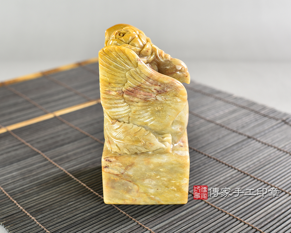 頂級新疆黃玉精雕牡丹鳳凰廟章:廟章、神明印章、大印章 頂級新疆黃玉精雕牡丹鳳凰廟章:廟章、神明印章、大印章