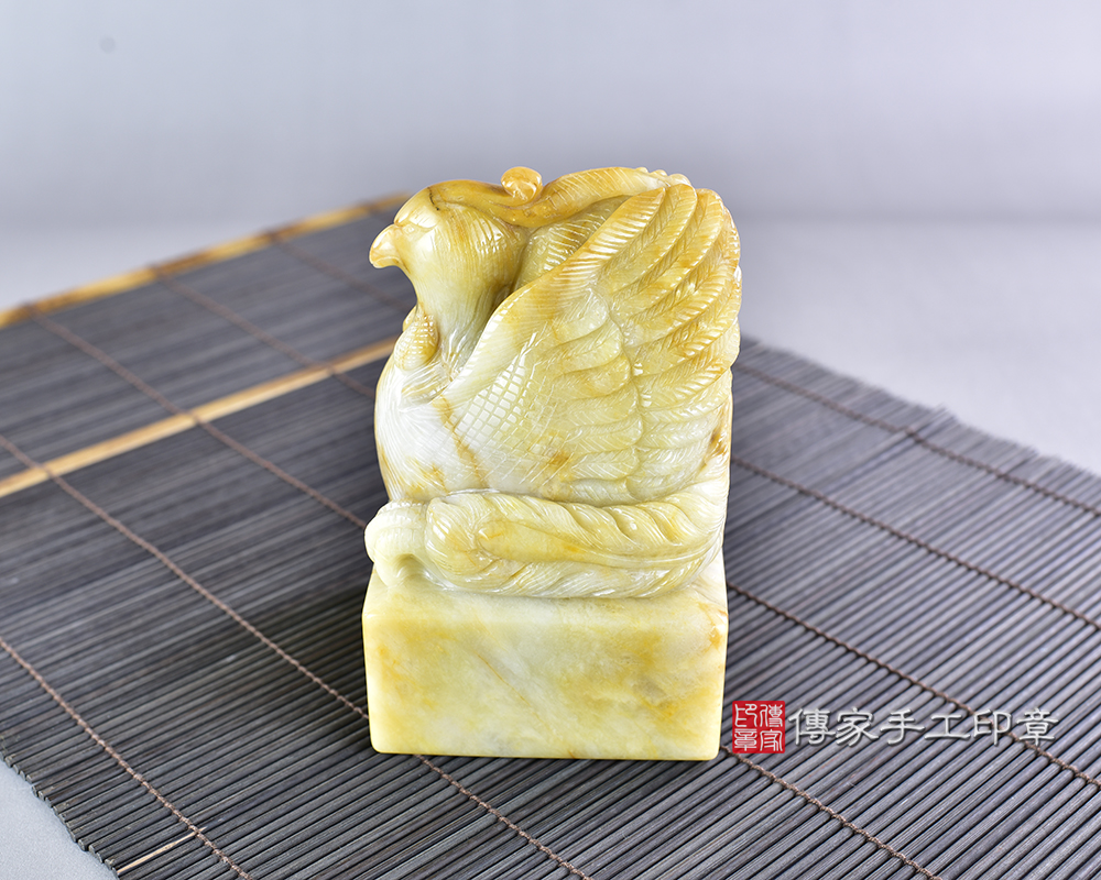頂級新疆黃玉精雕鳳凰廟章:廟章、神明印章、大印章 頂級新疆黃玉精雕鳳凰廟章:廟章、神明印章、大印章
