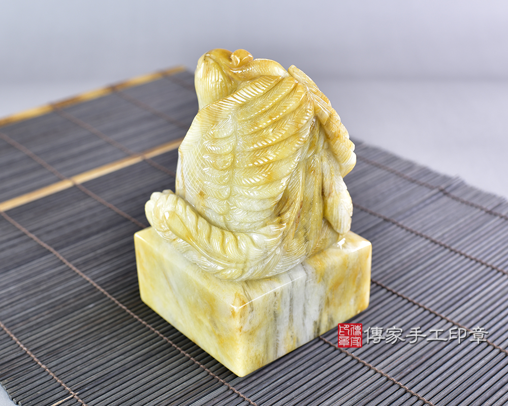 頂級新疆黃玉精雕鳳凰廟章:廟章、神明印章、大印章 頂級新疆黃玉精雕鳳凰廟章:廟章、神明印章、大印章