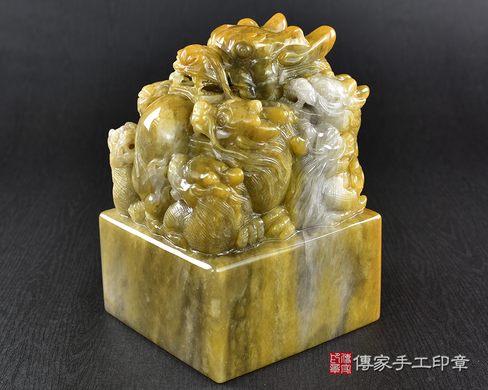傳家手工印章實際成品:頂級新疆黃玉精雕福龍迎祥廟章:廟章、神明印章、大印章 傳家手工印章實際成品:頂級新疆黃玉精雕福龍迎祥廟章:廟章、神明印章、大印章