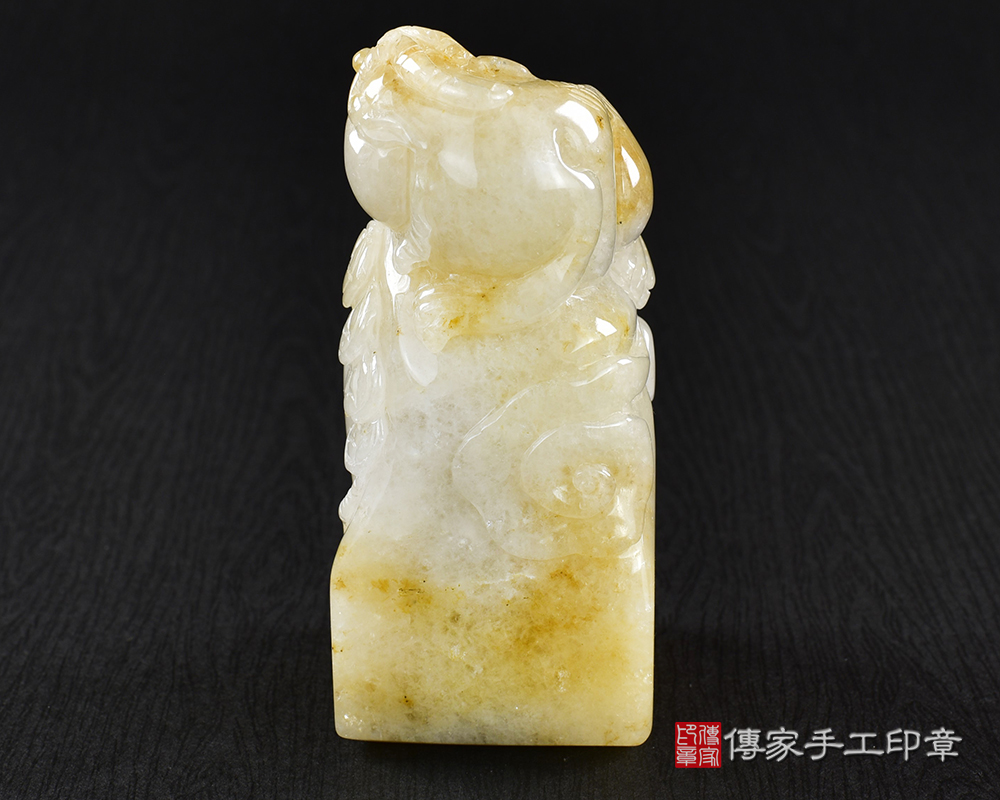 傳家手工印章實際成品：頂級新疆黃玉精雕貔貅廟章：廟章、神明印章、大印章