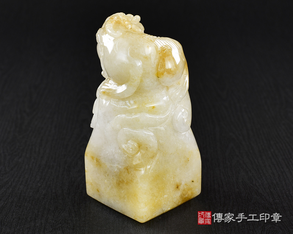 傳家手工印章實際成品：頂級新疆黃玉精雕貔貅廟章：廟章、神明印章、大印章