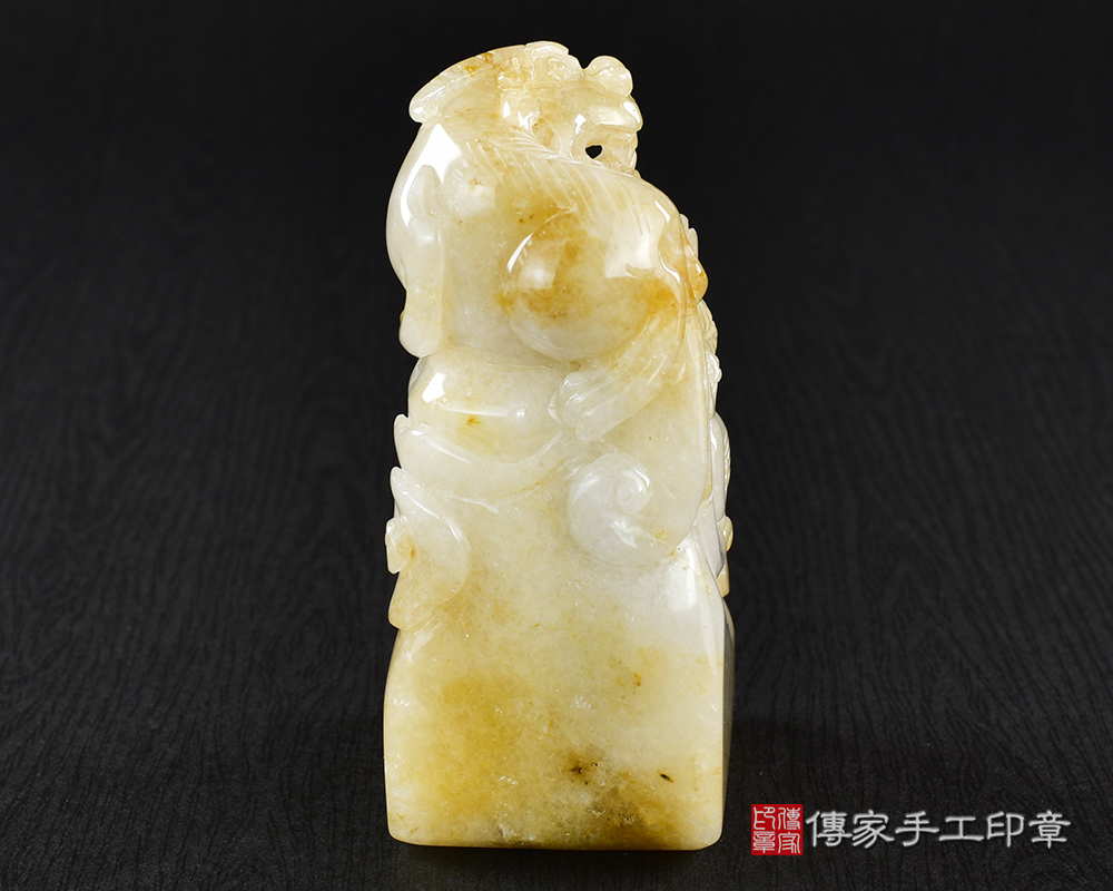 傳家手工印章實際成品：頂級新疆黃玉精雕貔貅廟章：廟章、神明印章、大印章