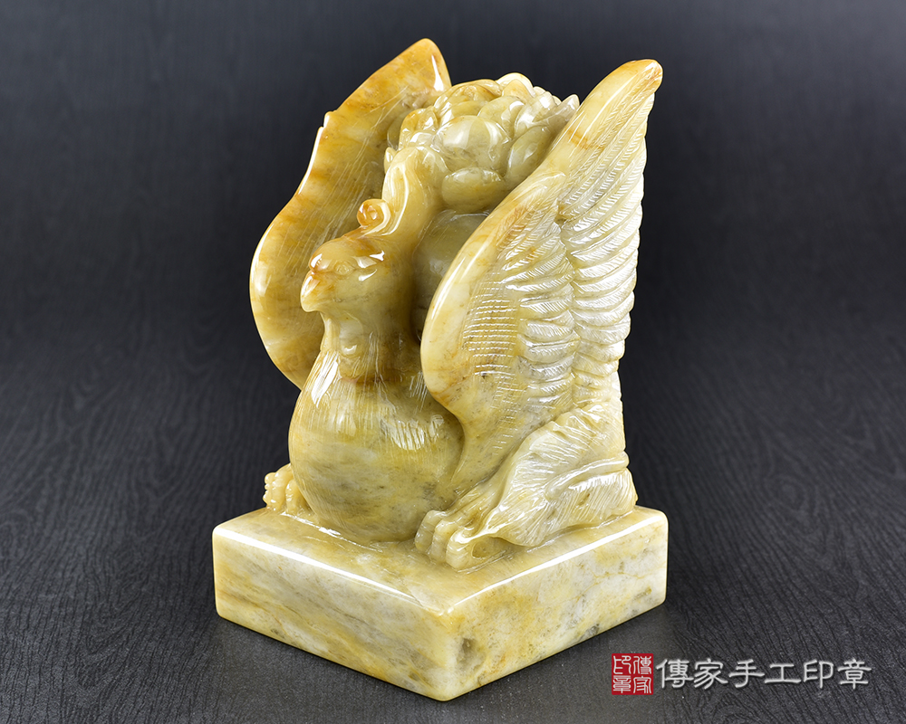 傳家手工印章實際成品:頂級新疆黃玉精雕鳳凰廟章:廟章、神明印章、大印章 傳家手工印章實際成品:頂級新疆黃玉精雕鳳凰廟章:廟章、神明印章、大印章