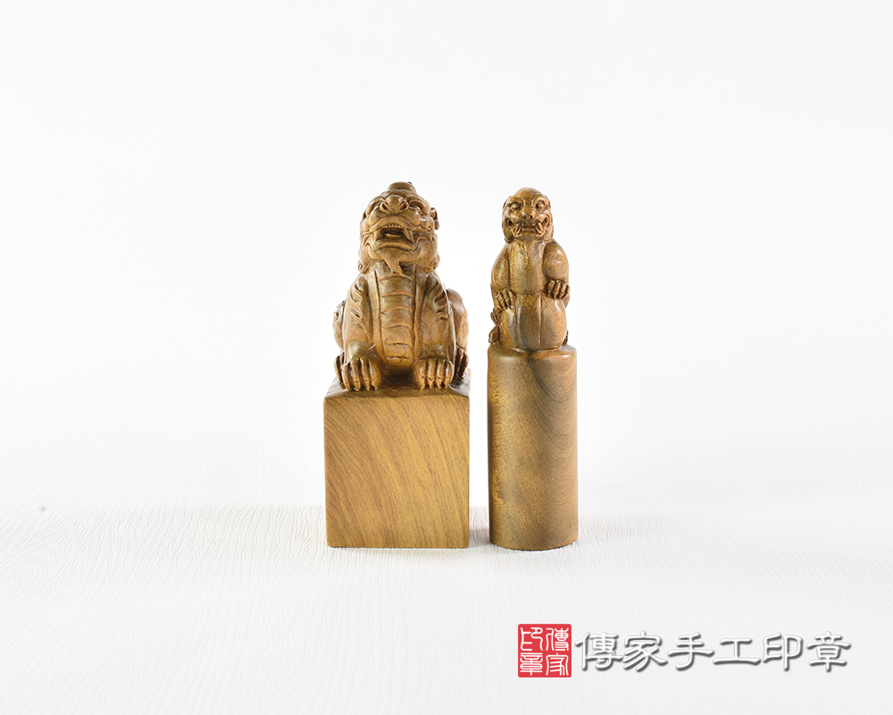 頂級肖楠木精雕立體獅子：公司大印章（各種材質圖案皆可雕刻）
