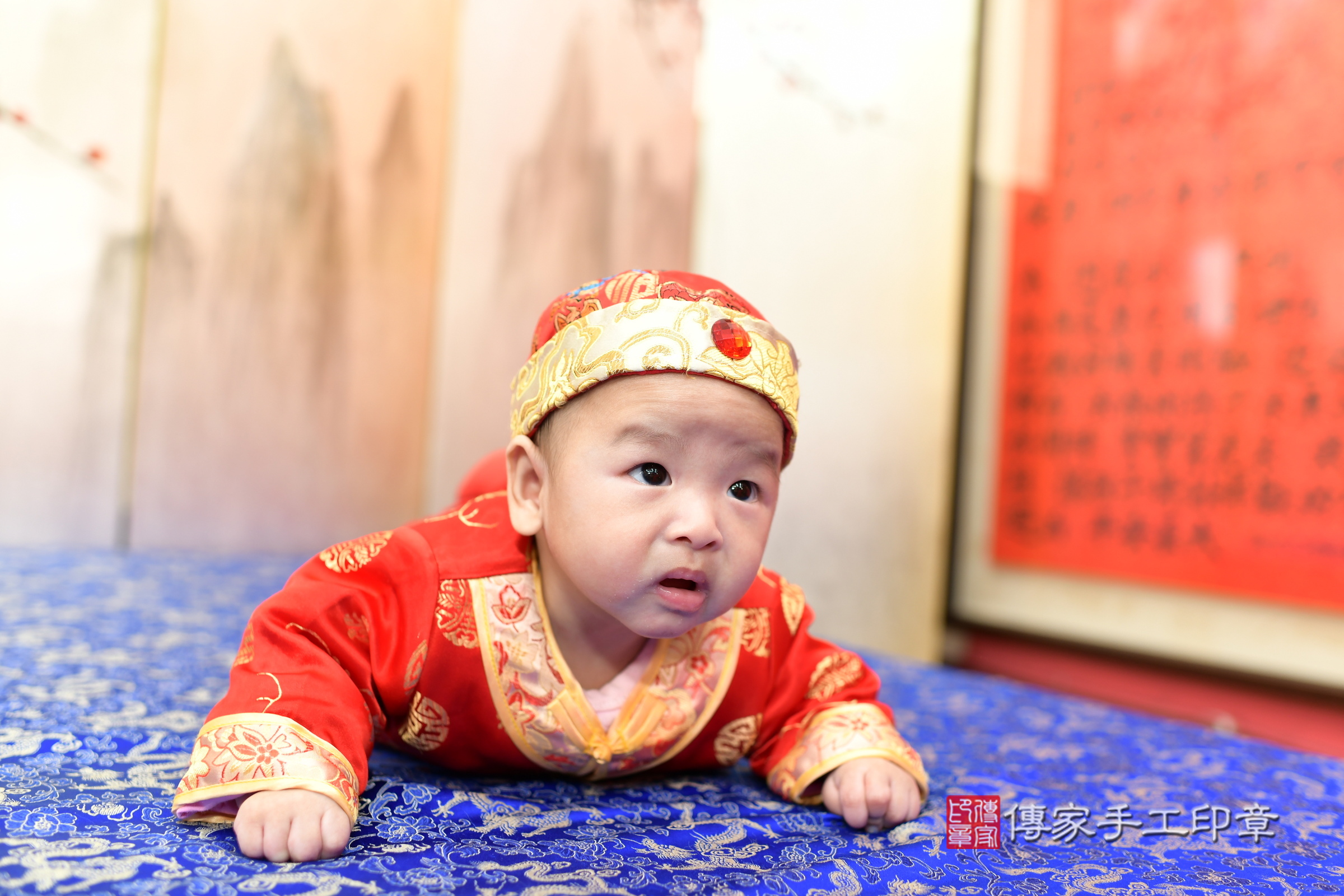 新北市永和區昊昊寶寶收涎推薦：傳家新北店收涎中國風會場，嬰兒古禮收涎收口水流程儀式、收涎吉祥話、收涎餅乾、收涎拍照。收涎證書。2025.1.12，照片6