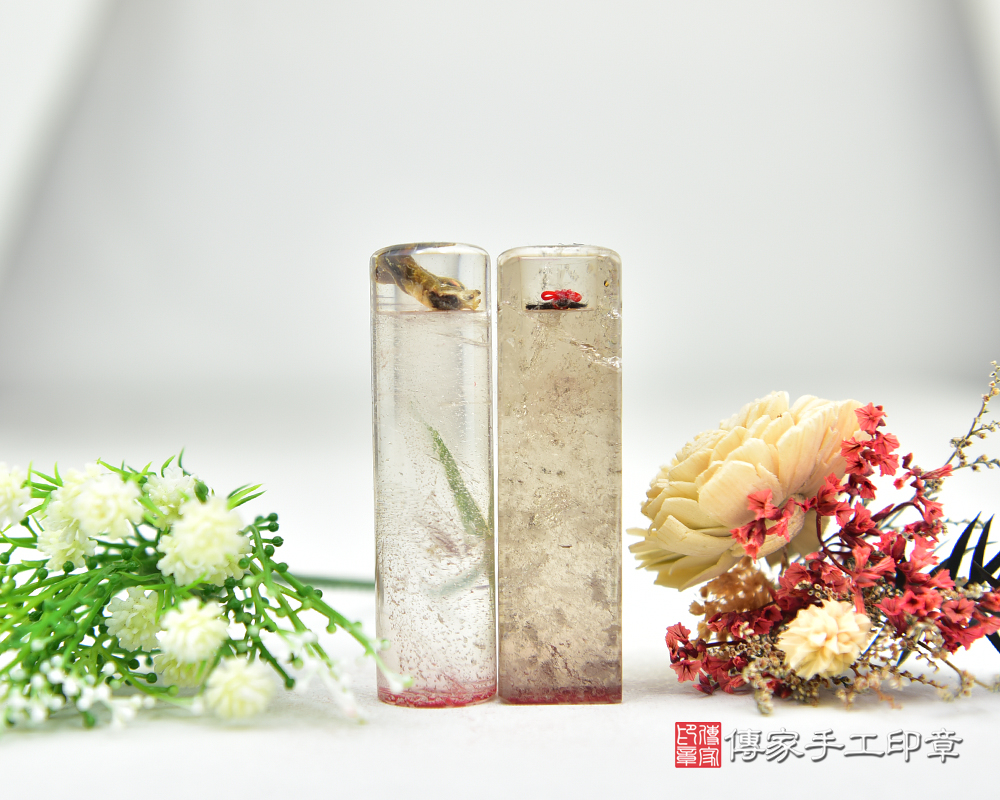 ღ晶瑩剔透ღ 茶晶臍帶胎毛章 臍髮章 發財章 傳家手工印章台中店20245.1.26