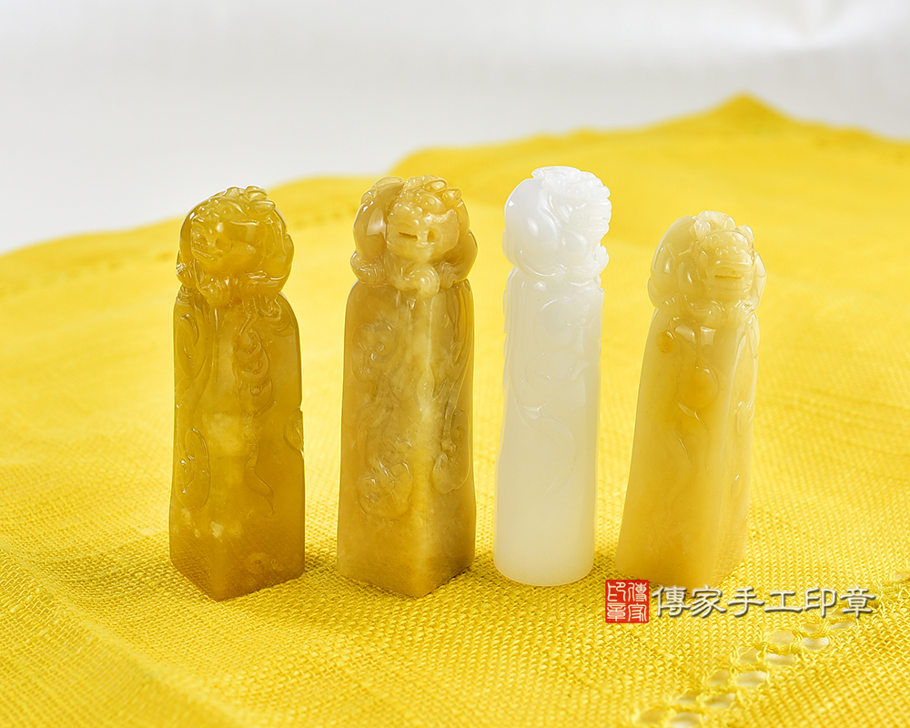 新疆黃玉精雕貔貅印章：開運印章、臍帶印章