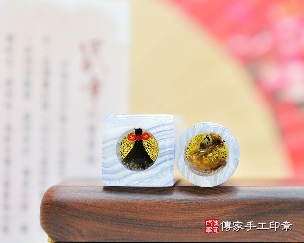 優雅如水～藍紋玉臍帶、胎毛印章　傳家手工印章新北店 114.3.28