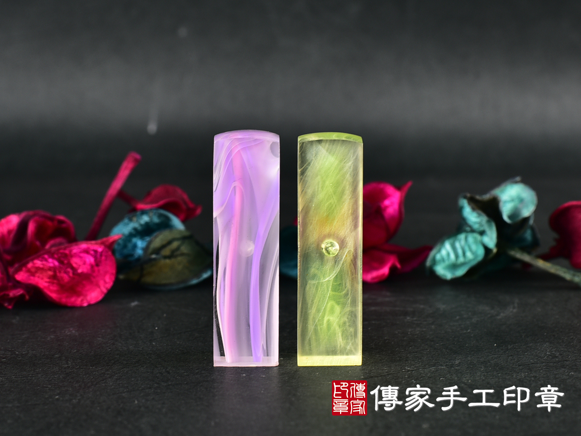 透明壓克力印章-紫色、螢光綠 (5分方章-1.5公分,高度6公分) 2.jpg