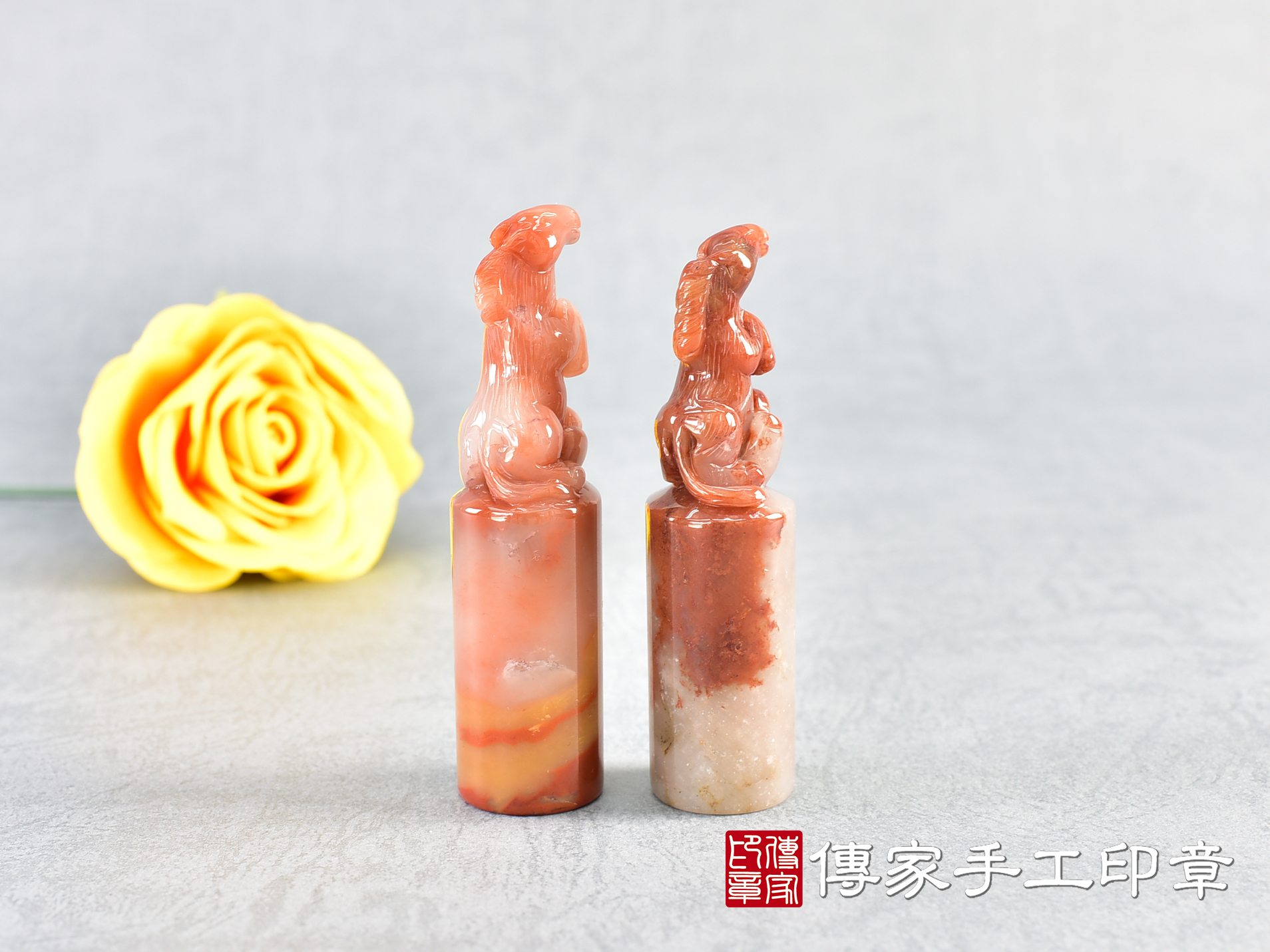 三彩漢玉雕馬印章:開運印章、臍帶印章 (尺寸1.9公分x1.9公分x7.3公分) 4.jpg