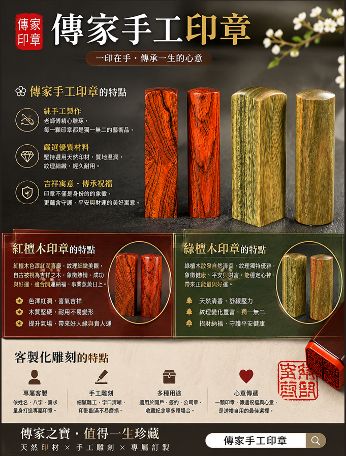 【電刻紅檀木印章+綠檀木印章|天然木質溫潤典雅,刻下專屬姓名,珍藏祝福與傳承心意】 【電刻紅檀木印章+綠檀木印章|天然木質溫潤典雅,刻下專屬姓名,珍藏祝福與傳承心意】