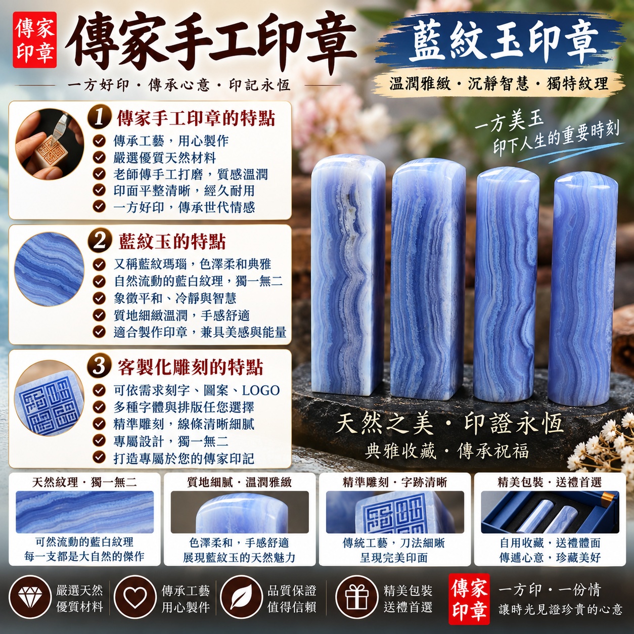 【全手工噴砂藍紋玉胎毛方章+全手工噴砂原色瑪瑙臍帶圓章|珍藏寶寶初生胎毛與珍貴臍帶,天然玉石結合手工工藝,刻下專屬姓名、成長印記與父母一生祝福】 【全手工噴砂藍紋玉胎毛方章+全手工噴砂原色瑪瑙臍帶圓章|珍藏寶寶初生胎毛與珍貴臍帶,天然玉石結合手工工藝,刻下專屬姓名、成長印記與父母一生祝福】