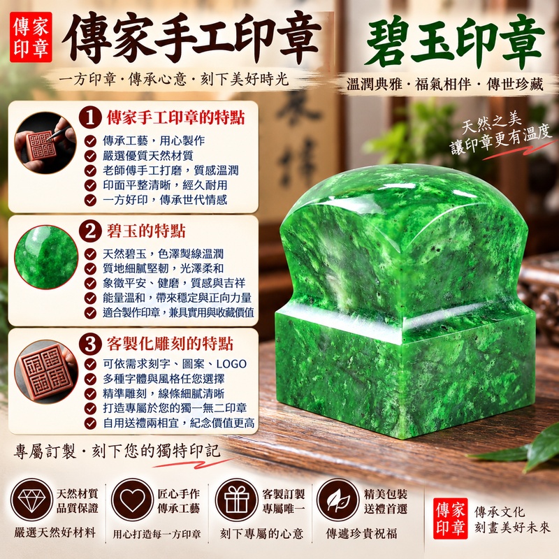 【電刻紅紫檀木廟章＋代刻白水晶、碧玉廟章｜天然木質與玉石材質各具特色，客製宮廟專屬印鑑，莊重典雅、敬神祈福、傳承宮廟文化】
