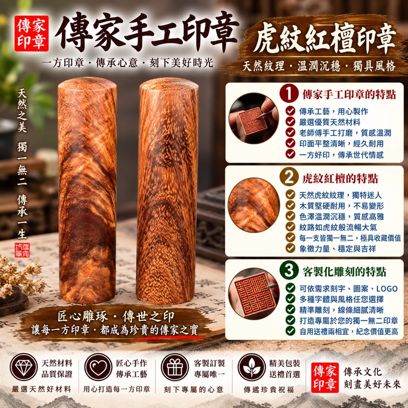 【電腦刻1吋帝王蛇木個人圓章+虎紋紅檀個人方章公司大小章|天然珍稀木紋沉穩大器,圓方成套客製專屬印鑑,象徵事業穩健、誠信經營與商務順遂】 【電腦刻1吋帝王蛇木個人圓章+虎紋紅檀個人方章公司大小章|天然珍稀木紋沉穩大器,圓方成套客製專屬印鑑,象徵事業穩健、誠信經營與商務順遂】