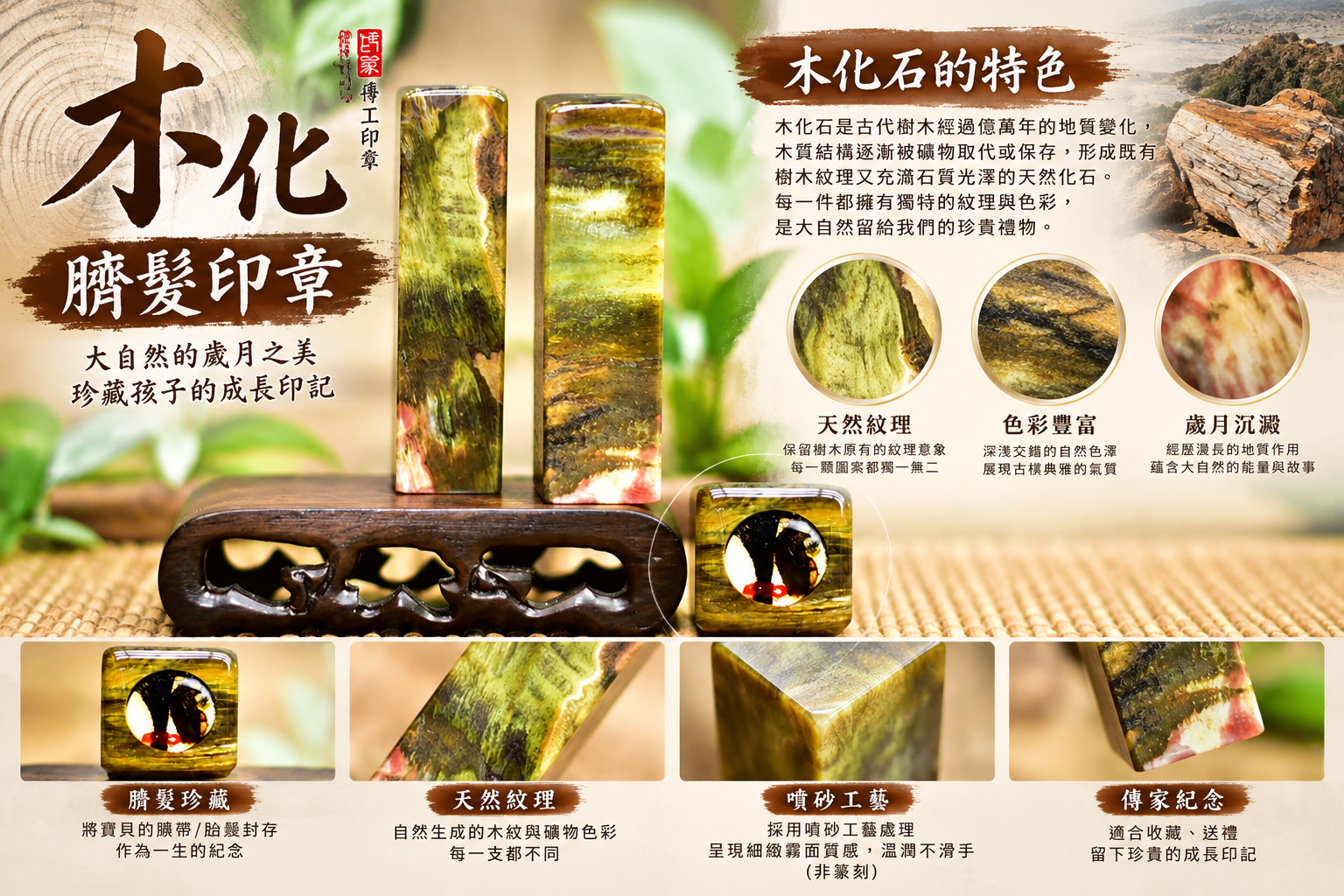 凝結歲月 刻畫不凡 木化石臍髮印章 傳家印章桃園店 115.10.2