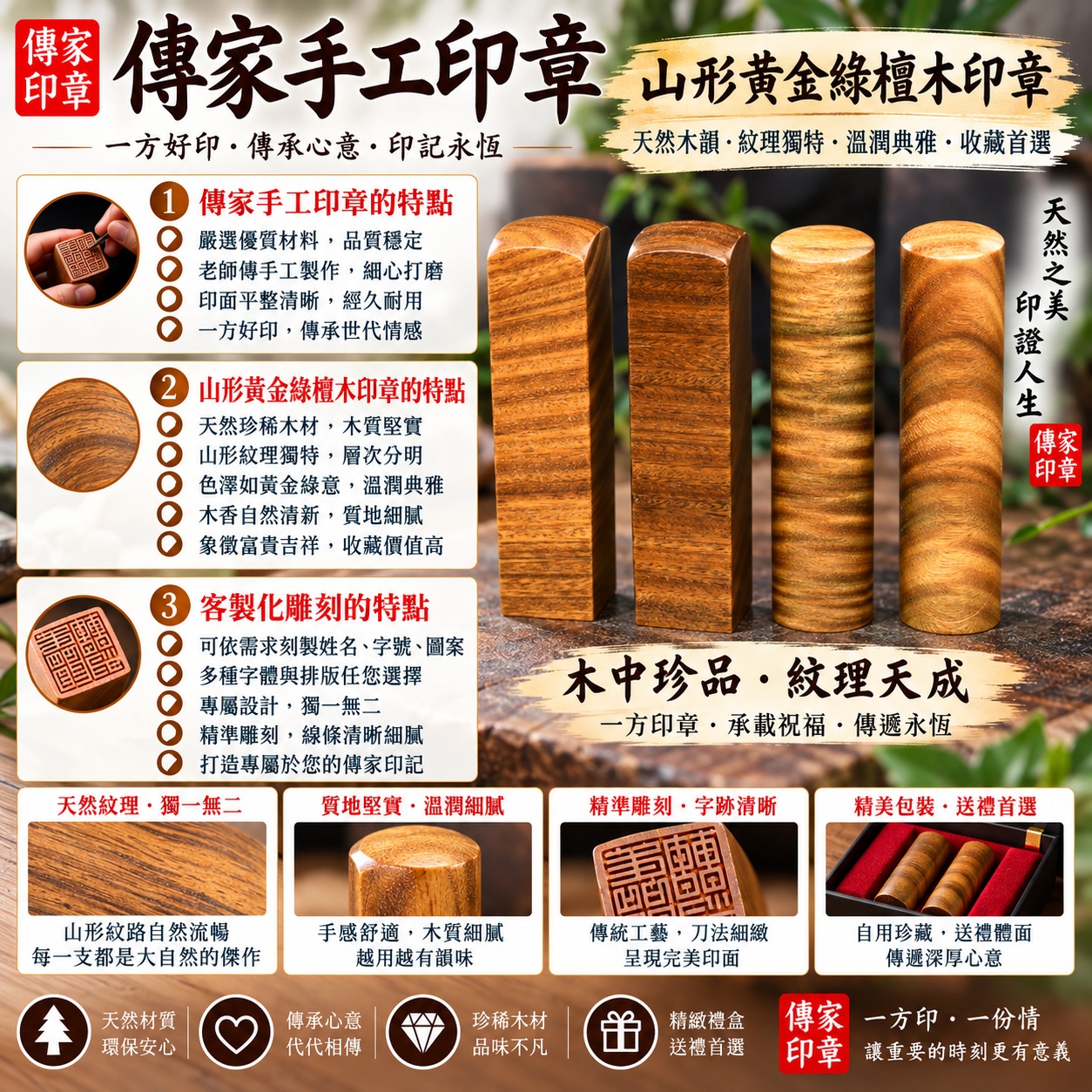 【電腦刻綠檀木臍帶圓章+胎毛方章|天然綠檀木清雅溫潤、細緻天然木紋、寶寶臍帶與胎毛雙重珍藏紀念、客製化專屬姓名雕刻,象徵母子情深、生命傳承、平安健康、聰明成長、圓滿幸福與福運綿延】 【電腦刻綠檀木臍帶圓章+胎毛方章|天然綠檀木清雅溫潤、細緻天然木紋、寶寶臍帶與胎毛雙重珍藏紀念、客製化專屬姓名雕刻,象徵母子情深、生命傳承、平安健康、聰明成長、圓滿幸福與福運綿延】