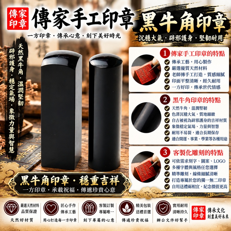【電腦刻原色黑牛角個人方章|天然原色黑牛角深沉典雅、自然角質紋理、溫潤細緻質感、電腦客製化專屬姓名雕刻、經典方形個人印章,象徵四平八穩、根基穩固、誠信踏實、事業順遂、貴人相助、平安吉祥與福運綿延】 【電腦刻原色黑牛角個人方章|天然原色黑牛角深沉典雅、自然角質紋理、溫潤細緻質感、電腦客製化專屬姓名雕刻、經典方形個人印章,象徵四平八穩、根基穩固、誠信踏實、事業順遂、貴人相助、平安吉祥與福運綿延】