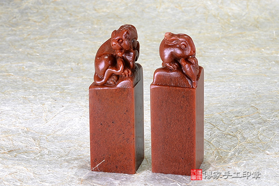 傳家手工印章實際成品：頂級壽山石精雕十二生肖(虎、兔：開運印章、紀念印章